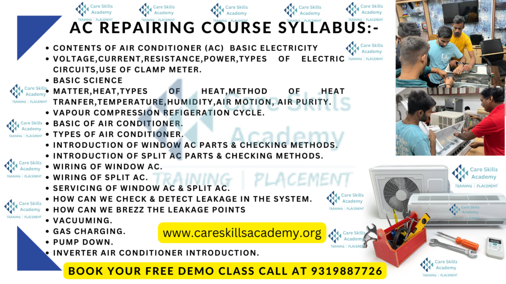 AC Repairing Course Syllabus at Care Skills Academy in Noida || AC Mechanic Course in Delhi at Care Skills Academy