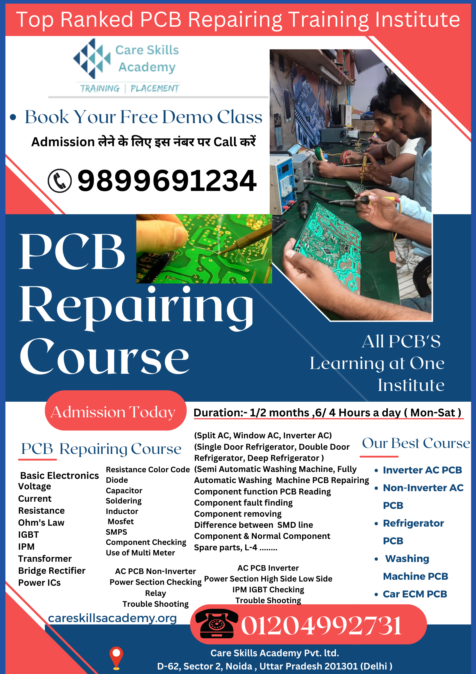 New PCB Repairing Course in Delhi at Care Skills Academy | +91-9899691234