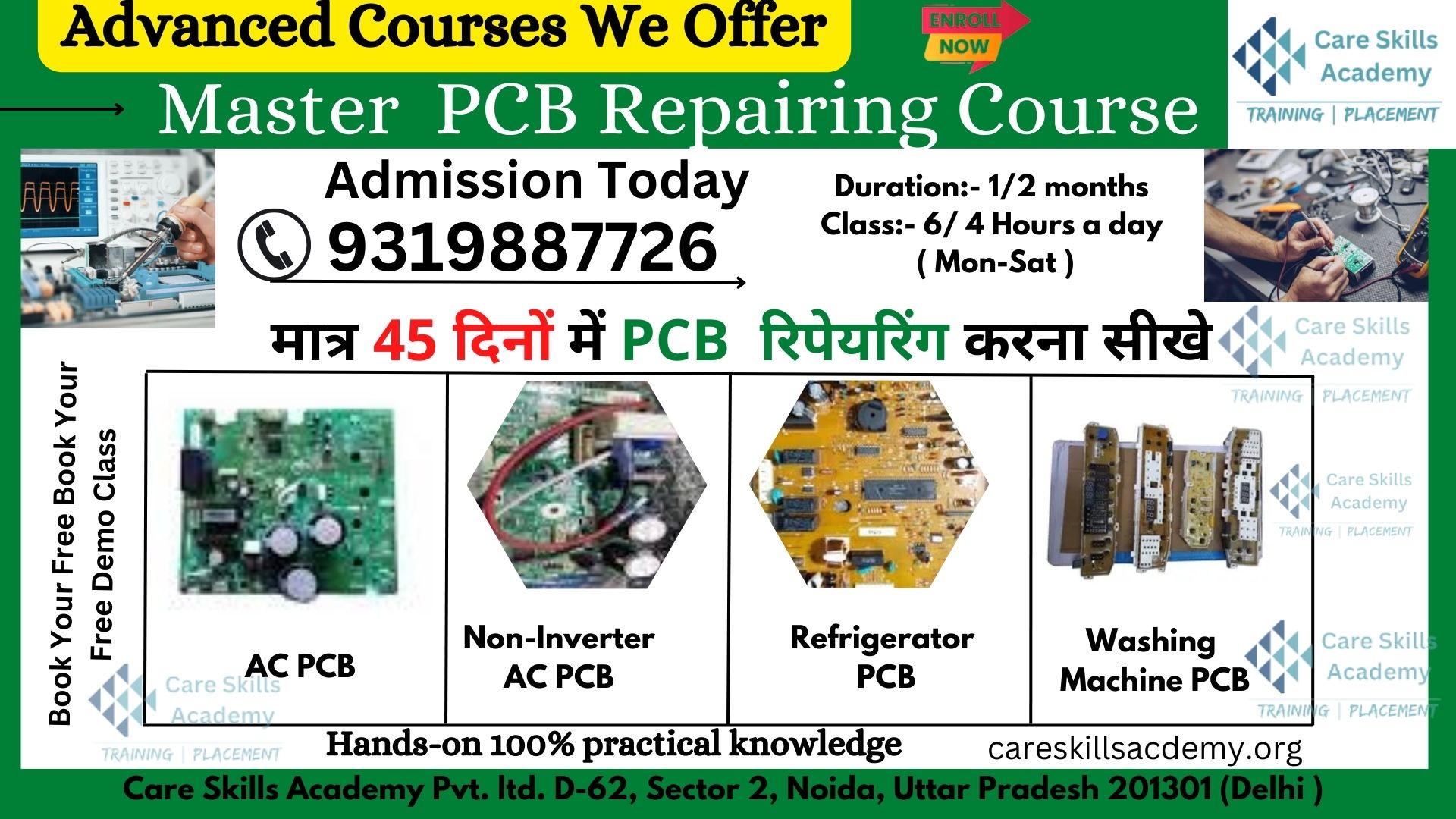 Inverter AC PCB Repairing Course at Care Skills Academy in Noida and Delhi!