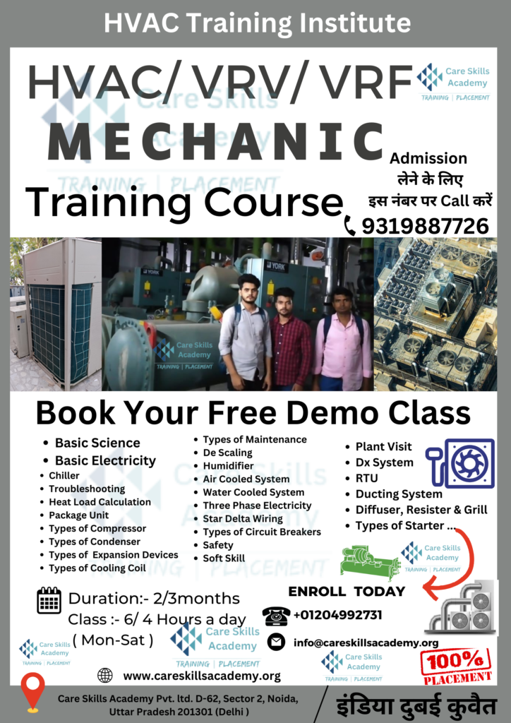 HVAC Training Institute || HVAC Mechanic Course || HVAC Repairing Course || VRV \VRF Repairing Course in Delhi at Care Skills Academy